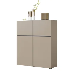 Credenza alta 120x139h cm 4 ante moderna tortora nero Lolla