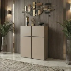 Credenza alta 120x139h cm 4 ante moderna tortora nero Lolla