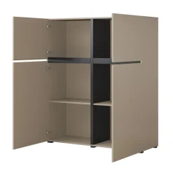 Credenza alta 120x139h cm 4 ante moderna tortora nero Lolla