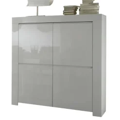 Credenza alta 119x140h cm 4 ante moderna bianco lucido Essential