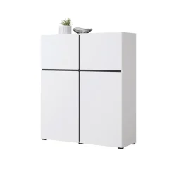 Credenza alta 120x139h cm 4 ante moderna bianco opaco nero Lolla