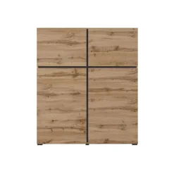 Credenza alta 120x139h cm 4 ante moderna rovere nero Lolla