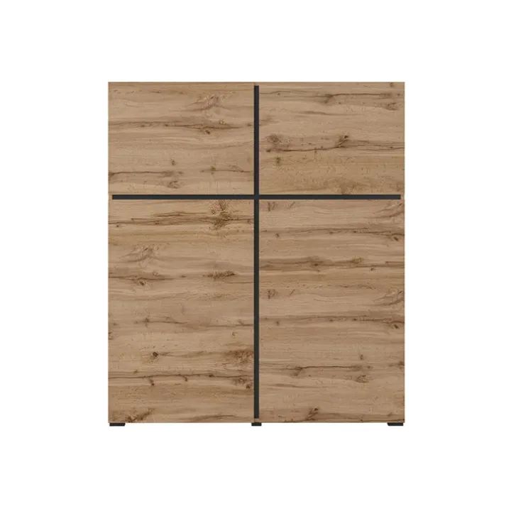 Credenza alta 120x139h cm 4 ante moderna rovere nero Lolla