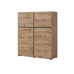 Credenza alta 120x139h cm 4 ante moderna rovere nero Lolla