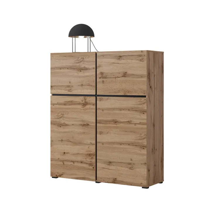 Credenza alta 120x139h cm 4 ante moderna rovere nero Lolla
