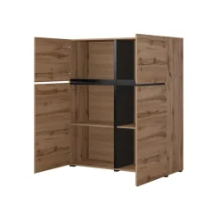 Credenza alta 120x139h cm 4 ante moderna rovere nero Lolla