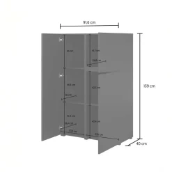 Credenza alta 92x139h cm 3 ante nero Edge