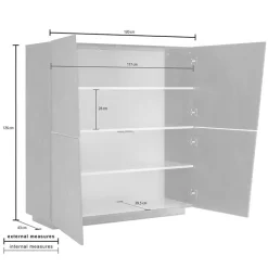 Credenza alta 120x126h cm 4 ante ossido Candia Gihome®