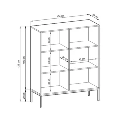 Credenza alta 104x125h cm 2 ante soggiorno beige cannettato oro Alisa