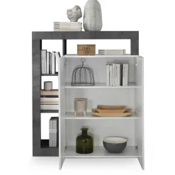 Credenza alta 108x126h cm 2 ante soggiorno bianco lucido ossido Invictus