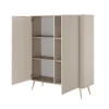 Credenza alta 113x134h cm 2 ante soggiorno beige cannettato Ramis