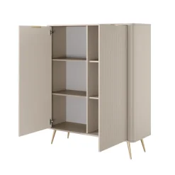 Credenza alta 113x134h cm 2 ante soggiorno beige cannettato Ramis