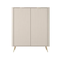 Credenza alta 113x134h cm 2 ante soggiorno beige cannettato Ramis