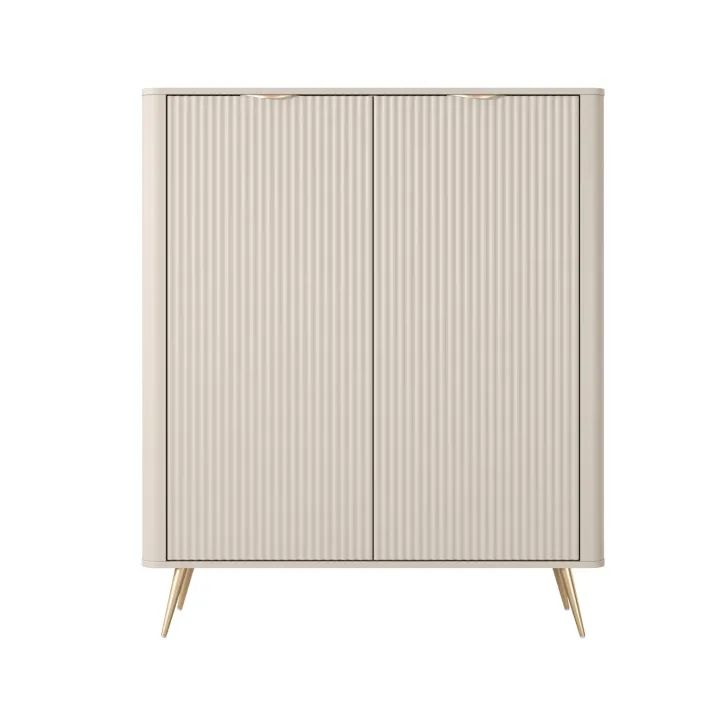 Credenza alta 113x134h cm 2 ante soggiorno beige cannettato Ramis