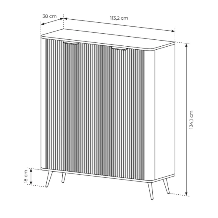 Credenza alta 113x134h cm 2 ante soggiorno beige cannettato Ramis