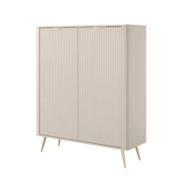 Credenza alta 113x134h cm 2 ante soggiorno beige cannettato Ramis