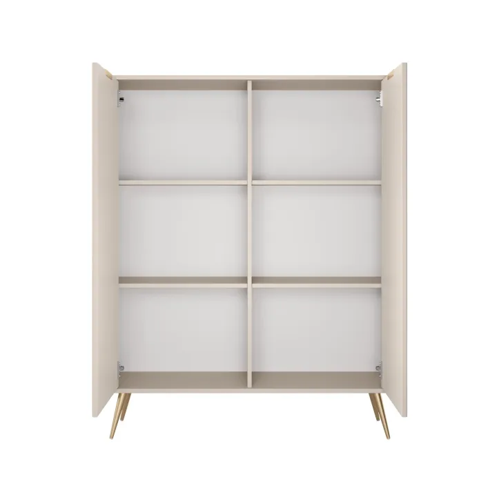 Credenza alta 113x134h cm 2 ante soggiorno beige cannettato Ramis