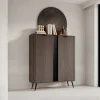 Credenza alta 113x134h cm 2 ante soggiorno wengè nero Vesper