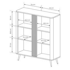 Credenza alta 113x134h cm 2 ante soggiorno wengè nero Vesper