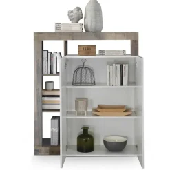 Credenza alta 108x126h cm 2 ante soggiorno bianco lucido pero Invictus