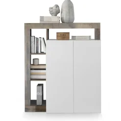 Credenza alta 108x126h cm 2 ante soggiorno bianco lucido pero Invictus