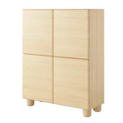 Credenza alta 100x125h cm 4 ante soggiorno rovere chiaro Mellow