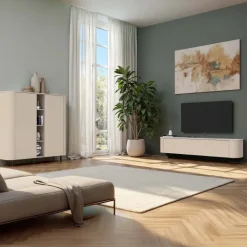 Credenza alta 150x154h cm 2 ante 4 vani a giorno beige cashmere Lucrezia