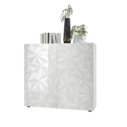 Credenza alta 121x111h cm bianco lucido laccato con serigrafia Marvis
