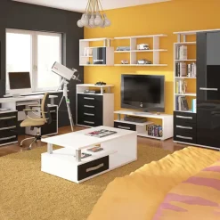 Credenza alta 90x198h cm bianco opaco nero lucido Lexy