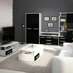 Credenza alta 90x198h cm bianco opaco nero lucido Lexy