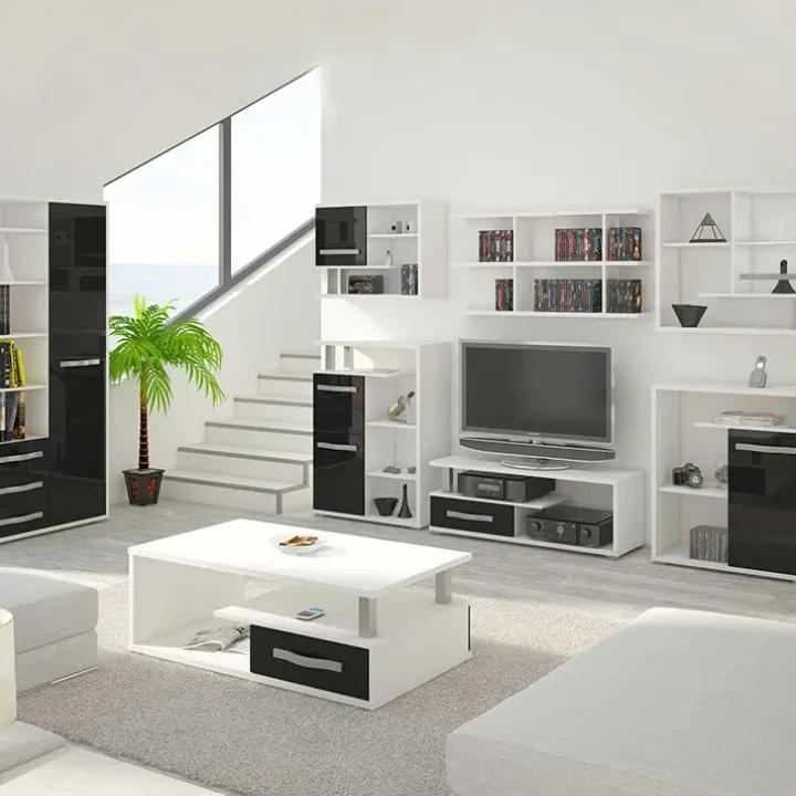 Credenza alta 90x198h cm bianco opaco nero lucido Lexy
