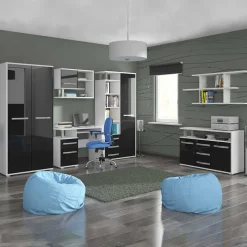Credenza alta 90x198h cm bianco opaco nero lucido Lexy