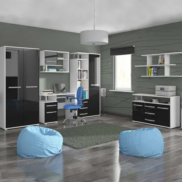 Credenza alta 90x198h cm bianco opaco nero lucido Lexy