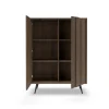 Credenza alta 94x126h cm con led 2 ante soggiorno noce Bois