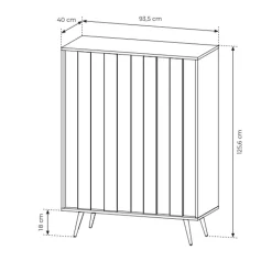 Credenza alta 94x126h cm con led 2 ante soggiorno noce Bois
