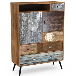 Credenza alta 100x140h cm industrial multicolore acciaio nero Kabul