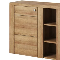 Credenza moderna 155x85cm 2 ante e 3 vani a giorno rovere Paloma 2
