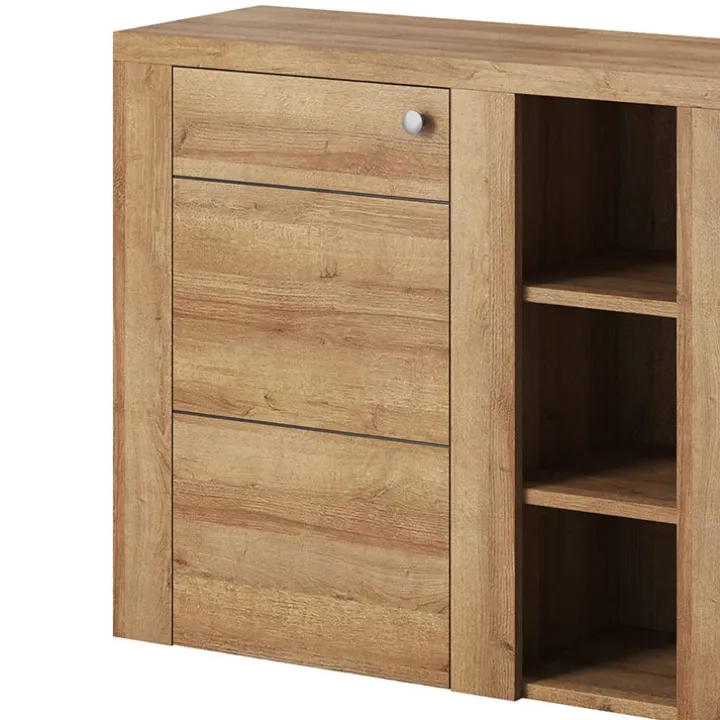 Credenza moderna 155x85cm 2 ante e 3 vani a giorno rovere Paloma 2