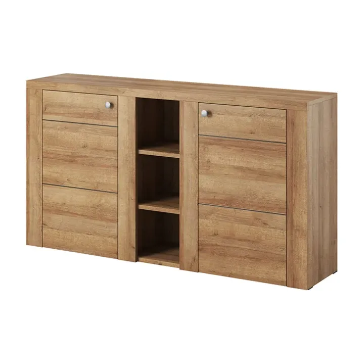 Credenza moderna 155x85cm 2 ante e 3 vani a giorno rovere Paloma 2