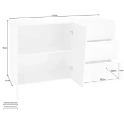 Credenza moderna 140x86h cm 2 ante 3 cassetti bianco lucido Candia Gihome®