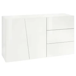Credenza moderna 140x86h cm 2 ante 3 cassetti bianco lucido Candia Gihome®