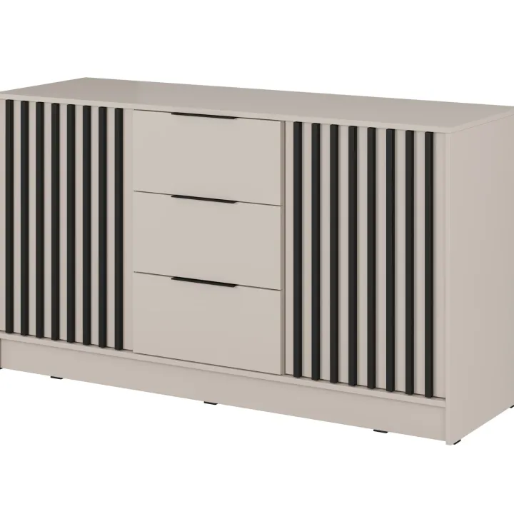 Credenza moderna 155x86h cm 2 ante 3 cassetti beige cashmere Miller
