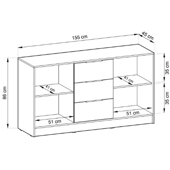 Credenza moderna 155x86h cm 2 ante 3 cassetti beige cashmere Miller