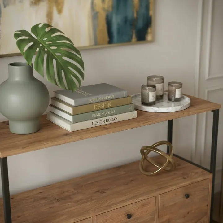 Credenza moderna 122x80h cm 2 ripiani 3 cassetti industrial metallo rovere rustico Loft