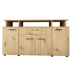 Credenza multiuso 154x85h cm 4 ante cassetto vani a giorno rovere rustico Pippo