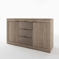 Credenza multiuso 138x81h cm 2 ante con 3 cassetti rovere scuro marrone Matera