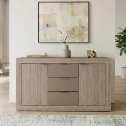 Credenza multiuso 138x81h cm 2 ante con 3 cassetti rovere scuro marrone Matera