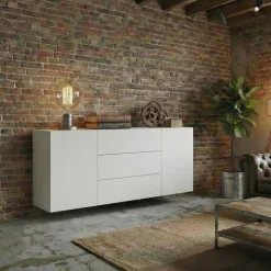 Credenza sospesa 140x63h cm moderna bianca Fusion