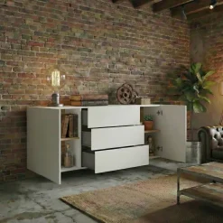 Credenza sospesa 140x63h cm moderna bianca Fusion