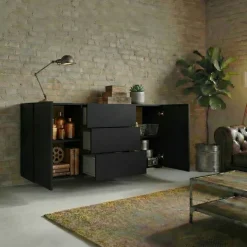 Credenza sospesa 140x63h cm moderna nero Fusion